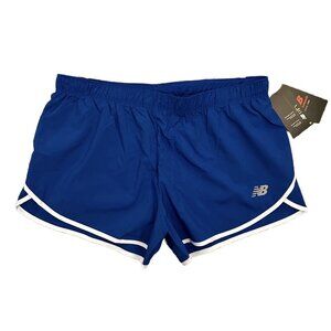 New Balance Women's Core 3 in Woven Shorts Size L Blue White Active Logo NWT